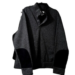 Mens Jacket Pullover XXL Gray Preppy Classy Dressy Elbow Patches  Pocket NWOT